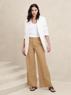 Sculpted Wide-Leg Trouser | Banana Republic Factory Trouser Style, Banana Republic Factory, Work Clothes, Work Outfit, Banana Republic, Stretch Fabric, Camel, Full Length, Wide Leg