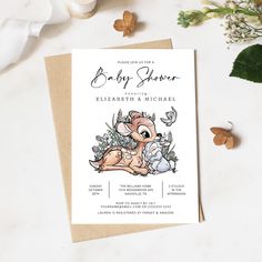 a baby shower with an elephant and other animals