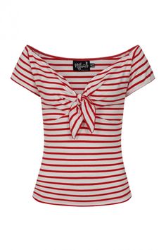 Striped stretch top. Ties at the centre front. Short sleeve. Contrast colour stripes on a white background. Looped trim on the neck edge and the sleeve opening in contrast colour to match the stripes. Low curved back neck. Several colours available. Fabric content: 95% Cotton 5% Elastane. Dolly Top, Colour Stripes, Curved Back, Stretch Top, Jersey Top, Color Stripes, White Tops, Classy Outfits, Contrasting Colors