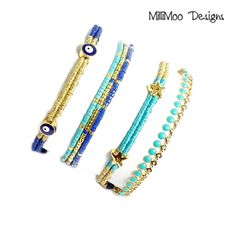 NEW "Lexi" Ladies Boho Bracelet Stack Bracelet 1 Turquoise Enamelled Gold Stainless Steel Chain With Extender Bracelet 2 3 Row Miyuki Seed Bead Layered Friendship Bracelet in Cobalt Blue, Turquoise & Gold  Cobalt Blue Twisted Cord Bracelet 3 Hand Woven Blue & Gold Friendship bracelet with Evil Eye Enamelled Charms Cobalt Blue Twisted Cord Bracelet 4 Hand Woven Turquoise & Gold Friendship Bracelet with Starfish Charms Turquoise Twisted Cord Sold Separately Adjustable Turquoise Beaded Bracelets With Strap, Adjustable Turquoise Evil Eye Bracelet With Round Beads, Adjustable Beaded Turquoise Evil Eye Bracelet, Adjustable Turquoise Beaded Evil Eye Bracelet, Adjustable Turquoise Beaded Charm Bracelet, Turquoise Bracelet With Adjustable Chain, Adjustable Blue Round Bead Chain Bracelet, Blue Beaded Bracelets With Adjustable Chain, Adjustable Blue Chain Bracelet With Round Beads