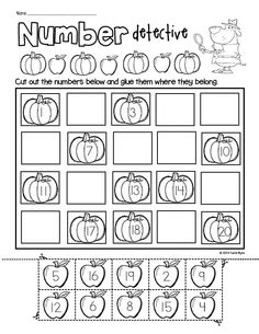 a printable worksheet with pumpkins and numbers