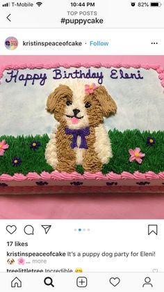 a birthday cake with a dog on it