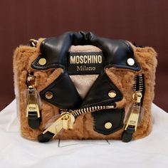 Dimenstion: 20117cm) The Bag Comes Along With Original Dust Bag Brand New Very Soft Material Moschino Belt, Moschino Bag, Moschino Bags, Moschino Biker Bag, Canvas Purse, Vintage Suede, Heart Bag, Chic Bags, Biker Leather