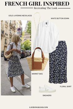 Capsules Wardrobe, Spring Summer Capsule Wardrobe, Places In Paris, French Girl Style, Skirt And Sneakers, Fashion Capsule, Straw Tote, French Girl, Playing Dress-up