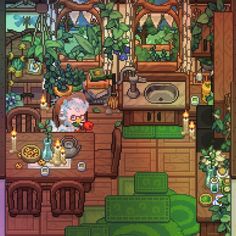 an image of a kitchen with plants and candles