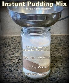 MYO Fat-Free Instant Pudding Mix ~ Texas Homesteader ~ Homemade Instant Pudding, Pantry Mixes, Homemade Cake Mixes, Baking Mix Recipes, Tapenade Recipe, Cooking Substitutions