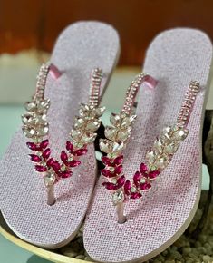 Surprise the teenage girl in your life with a sweet 16th gift—a pair of women's bling rhinestone decor sandals, perfect for her glittery vacation beach moments. Let her slip on these lightweight flat sandals and step into her special day with both comfort and style, making memories to last a lifetime. .PRODUCT DETAILS- Rubber flip flop sole- Origin: imported from Brazil - Platform height: 3/4”- Thinner straps - Satin silk cord (very pleasant to touch)- Golden colorful embellishment RETURNS - Cus Chinese Shoes, Personalized Flip Flops, Rhinestone Projects, Sweet 16 Gifts, Rubber Flip Flops, Hello Ladies, Bling Shoes, Beach Flip Flops