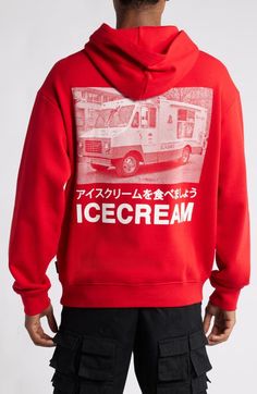 "Find ICECREAM The Truck Graphic Hoodie on Editorialist. Roving ice-cream trucks inspire the refreshing graphics marking a hoodie made with the delicious comfort of cotton in a fit that almost melts you in comfort. 27\" length (size Medium) Fixed hood Ribbed cuffs and hem Kangaroo pocket 100% cotton Hand wash, line dry Imported Black Owned/Founded" Ice Cream Truck, Graphic Hoodie, Graphic Hoodies, Kangaroo Pocket, Kangaroo, Top Brands, Ice Cream, Hand Wash, Nordstrom