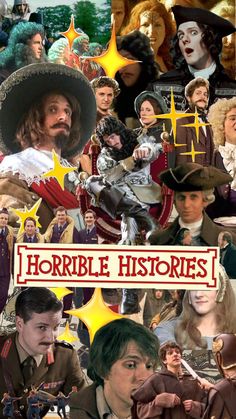 the poster for horrible history shows many different people