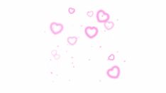 pink hearts floating in the air on a white background