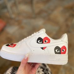 Brand New Custom Nike Air Forces Trendy Sneakers With Red Sole For Spring, Trendy Spring Sneakers With Red Sole, Trendy Nike Custom Sneakers With Round Toe, Nike Flat Sneakers For Spring, Sneaker Diy, Nike Air Forces, Painted Shoes Diy, Diy Sneakers, Shoes Diy