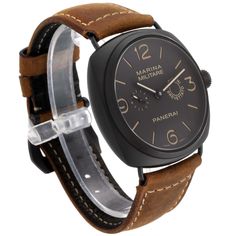 Panerai Radiomir Composite Marina Brown Dial Mens Watch PAM00339 Box Papers. Manual-winding movement. Cushion shaped composite case 47.0 mm in diameter. Black composite sloped bezel. Scratch resistant sapphire crystal. Millitary brown dial with luminous hands and baton hour markers. Arabic numerals at 3, 6, 9 and 12 o'clock positions.  Small seconds sub dial at 9 o'clock. Brown leather strap with tang buckle. Brown Chronometer Watch With Round Dial, Brown Watch With Chronometer And Round Dial, Brown Chronograph Watch With Rectangular Dial, Brown Chronograph Watch With Rectangular Dial And Subdials, Brown Rectangular Dial Analog Watch, Brown Automatic Watch With Rectangular Dial, Brown Watch With Rectangular Dial And Analog Display, Brown Watches With Rectangular Analog Display, Brown Watch With Rectangular Analog Display