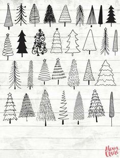 christmas trees drawn on a piece of paper