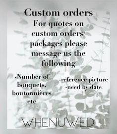 a sign that says, custom orders for quotes on custom order packages please the following number of