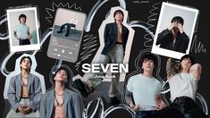 an advertisement for the new music album seven, featuring several photos of young men and women