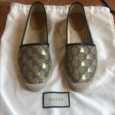 Reposhing This Item I Purchased From @Nilousheybani. Loved It, But Ready To Rotate For Something New. Questions? Leave A Comment Below! Shoes Gucci, Gucci Logo, Espadrille Shoes, Gucci Shoes, Flat Espadrille, Leave A Comment, Something New, Black And Brown, Espadrilles