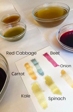 the ingredients to make an art project are shown in bowls and on top of a table