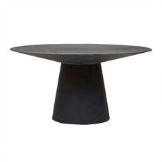 a black table with a round top on it's pedestal, against a white background