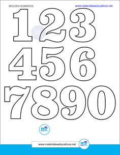 the numbers are shown in black and white for each number to be written on it