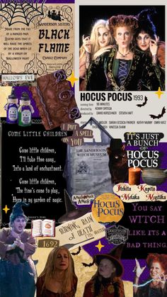 a collage of halloween images with witches