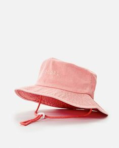 The Washed UPF Bucket Hat is a rad retro style beach hat made from pigment dyed cotton; this process brings out the highs and lows of the colors and gives it that vintage appeal. Featuring Rip Curl embroidery and adjustable chin strap. Casual Pink Cotton Sun Hat, Pink Cotton Casual Sun Hat, Soft-washed Summer Hats With Curved Brim, Summer Outdoor Washed Hat, Adjustable Washed Hat For The Beach, Washed Summer Outdoor Hats, Adjustable Washed Hats For Beach, Beach Hat With Adjustable Washed Look, Adjustable Washed Beach Hat