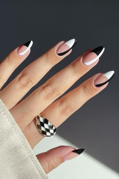 Her Nails, White Nail, Classy Nails, Chic Nails, Dope Nails, Cute Acrylic Nails, Black Nails, Trendy Nails, Almond Nails