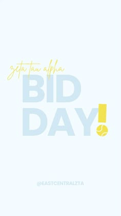 an advertisement for a coffee shop with the words bid day written in white and yellow