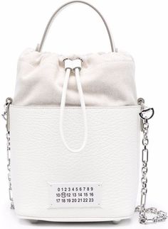 H0157 MAISON MARGIELA LEATHER 5AC BUCKET BAG Timeless Bags, Small Buckets, Leather Bucket Bag, Leather Bucket, Leather Patches, White Bag, Hobo Bag, Leather Handle, White Leather