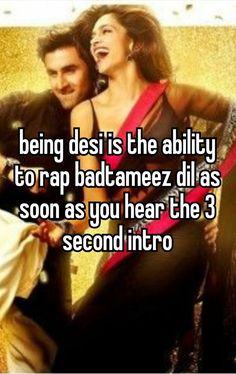 two people hugging each other with the caption being desi is the ability to rap bad