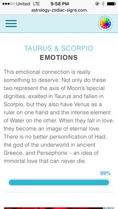 an email message with the caption that reads taurus & scorpio emotions