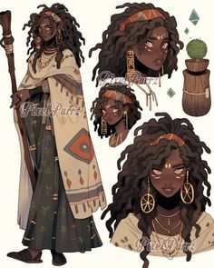 Braided Hair Character Design, African Woman Character Design, Black Oc Character Design, Character Design Black Woman, Black Characters Design, Black Dnd Character Female, Concept Art Poses, Dark Skin Character, Black Character Design Female