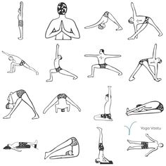 an image of yoga poses drawn in black and white