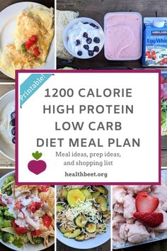 PRINTABLE: This 1200 calorie weight loss meal plan is high in protein, low in carbs, and low in dietary fat. Get the free printable high protein template, the 7 day meal plan, and the shopping list #mealplans #healthymealplans #weightloss #loseweight Low Carb Diet Meal Plan, Best Diet Foods, Perfect Diet, Low Carb Meal Plan, Resep Diet, Low Carb Diet Plan, Calorie Meal Plan