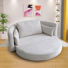 Round-shape chaise lounger to elevate your interior, it's not only a seater sofa, but also a lounge chair Wade Logan® Upholstery Color: Beige | Wade Logan® Atlai Convertible Round Chaise Lounge Chair, Sofa Chair 64.56 H x 40.94 W x 25.16 D in whiteWood / Chenille in Beige | 30.7" H X 55.1" W X 54" L | Wayfair Couch With Pull Out Bed, Sofa Mattress, Sleeper Loveseat, Loveseat Futon, Pull Out Couch, Foldable Mattress, Folding Sofa Bed, Floor Sofa, Folding Mattress