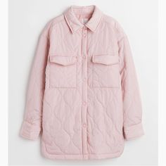 New With Tags Size: S, Could Also Fit M Color: Pale/Shell Pink Quilted Jacket Brand: H&M Oversized Jean Jacket, Long Black Coat, Adidas Classic, Oversized Jeans, Sneakers Looks, H&m Jackets, Wrap Coat, H&m Women, Jacket Brands