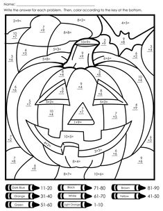 halloween coloring pages for kids with pumpkins and numbers to color by numbers on the page