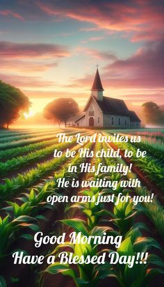 an image of a farm field with the words good morning have a blessed day