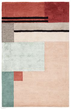 an area rug with different colors and shapes