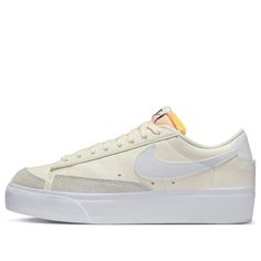 (WMNS) Nike Blazer Low Platform Classic Casual Skateboarding Shoes Yellow White DJ0292-108 (SNKR/Light/Low Top/Women's/Wear-resistant) Nike Platform Sneakers, Retro Sneakers Women, Blazer Shoes, Platform Shoes Sneakers, Nike Low Tops, Nike Kicks, Nike Blazer Low, Shoes Yellow, Blazer Low