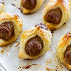 sausage rolls on a baking sheet ready to be eaten