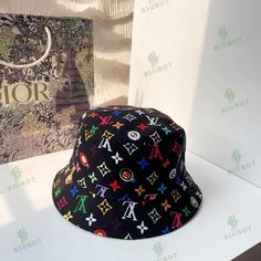 Limited Edition LV Louis Vuitton Summer Bucket Hat LVYAP170424 Trendy Black Bucket Hat, Trendy Black Bucket Sun Hat, Trendy Black Visor Sun Hat, Black Bucket Hat With Letter Print, Black Letter Print Bucket Hat, Multicolor Bucket Hat For Summer Streetwear, Casual Black Bucket Hat With Letter Print, Black Bucket Hat With Letter Print And Curved Brim, Beach Bucket Hat With Letter Print