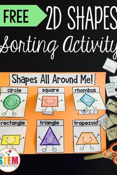 two shapes sorting activity with scissors and paper