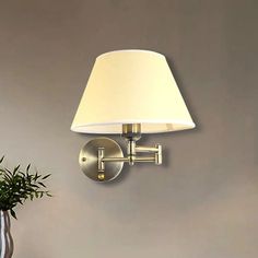 Modern Swing Arm Paper Wall Mount Lamp With Shade - 1 Light White/Beige Sconce For Living Room Beige Adjustable Wall Lamp, Adjustable Wall Light, Lamp With Shade, Fitted Bedrooms, Wall Mounted Lamps, Luminous Colours, Light Bulb Types, Pleated Fabric, Light White