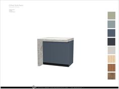 an image of a white and grey cabinet with different color samples on it's side