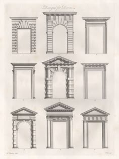 architectural drawings of various types of arches and doorways