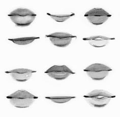 the different lips are drawn in black and white