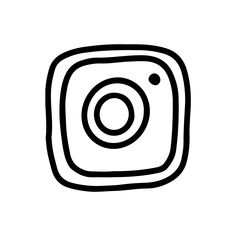 a black and white line drawing of a square instagram icon on a white background