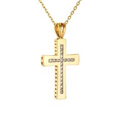 18K Yellow Gold Religious Pendant / Baptism Gift / Diamond Qualite VS / Colour Diamond G White / Diamond 0.13ct Luxury Cross-shaped Diamond Cut Necklace, Formal Diamond Cross Necklace, Luxury Cross Diamond Cut Necklace, Luxury Cross Necklace With Diamond Accents, Luxury Diamond Cross Necklace, Cross Necklace With Single Cut Diamonds, Luxury Gold Diamond Cross Pendant Necklace, Gold Cross Pendant Diamond Necklace With Single Cut, Diamond Cross Pendant Necklace With Pave Setting