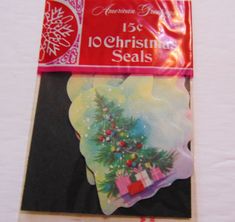 a package of christmas seals sitting on top of a table