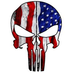 the american flag is painted on top of a skull's head in red, white and blue colors